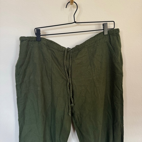 Chadwicks Pants Women's LG Green Pull On Linen Blend Vacation Resort Lightweight - Picture 2 of 5